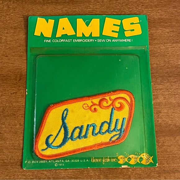 VTG 70s SANDY Names Sew-On Colorfast Embroidered Patch Three-Fish NOS Un-Opened - Picture 1 of 2